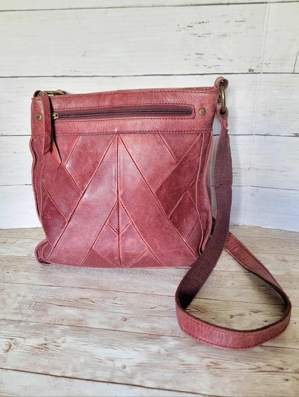 Lucky Brand Burgundy Leather Crossbody Handbag